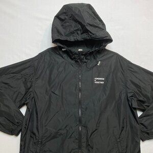 Tomorrow X Together Rain Jacket Men's M Black Hooded Graphic Print